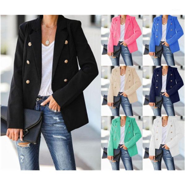 

slim suits coats women solid color suits jacket fashion trend long sleeve cardigan lapel button blazers spring female occident v-neck casual, White;black
