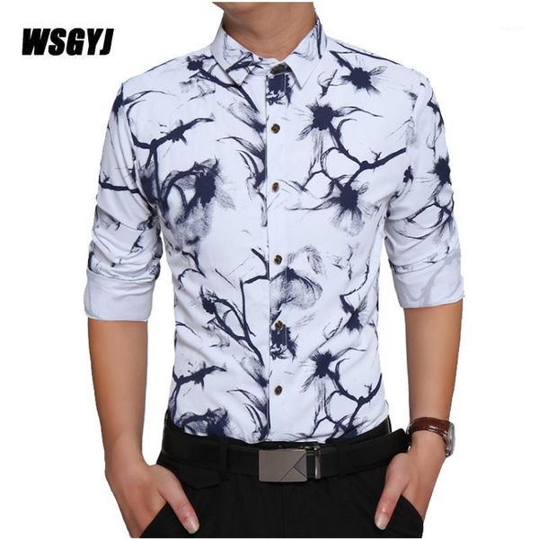 

2020 mens dress shirts printing casual shirt men slim fit long sleeve stylish shirt camisa masculina size -xxl1, White;black