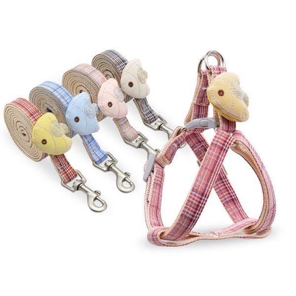 

dog collars & leashes plaid harness cute puppy vest small cat leash adjustable collar outdoor walking chihuahua