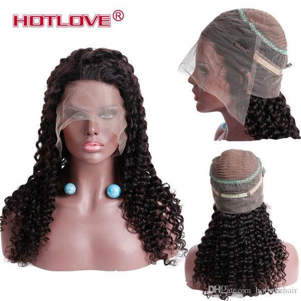 

lace front human hair wigs deep wave 150% density 360 lace frontal wig pre plucked with baby hair full remy natural black ove, Black;brown