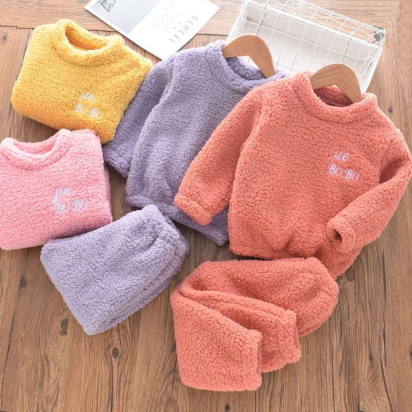 

thickening and boys' autumn children's coral pajamas girls' cashmere flannel baby home wear winter fashion dbjr, Blue;red