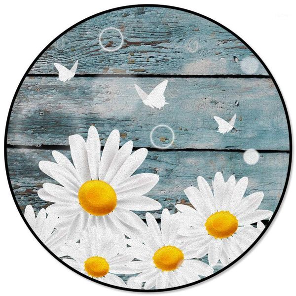 

white daisy butterfly wood grain carpet kids room area rugs modern anti-slip floor mat for bedroom living room home decor1