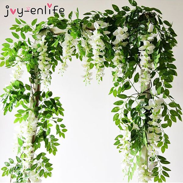 

1.90m wisteria artificial vine garland wedding arch decoration fake plants foliage rattan trailing faux flowers ivy wall