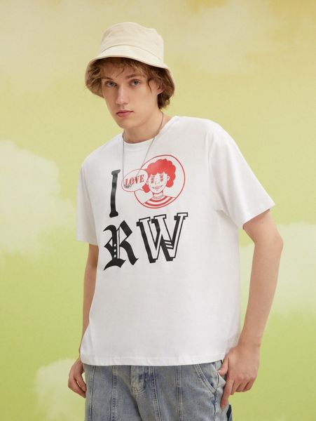 

romwe guys figure & letter graphic tee c0ll#, White;black