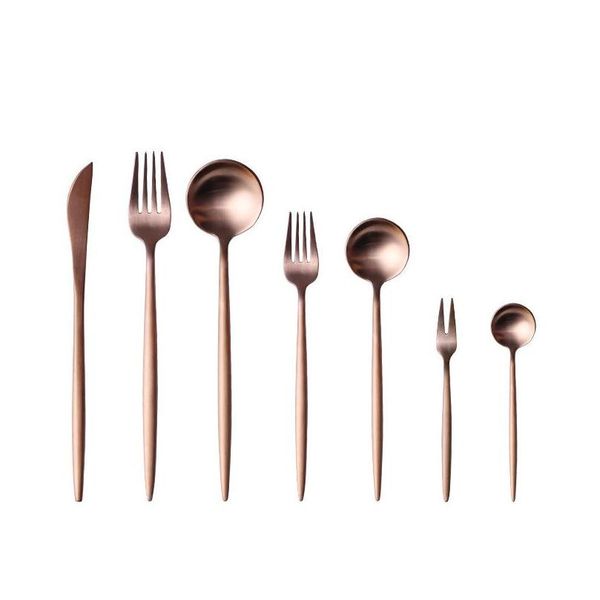 

200pcs rose gold tableware fork knife spoon matte rose gold western metal dinnerware rose gold cutler wmtdif toys2010