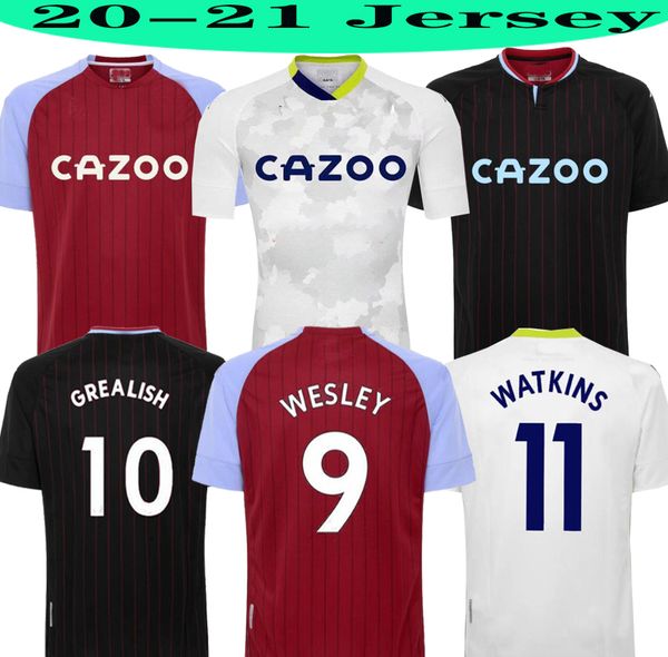 

2020 2021 aston villa soccer jerseys 20 21 watkins wesley grealish fel ghazi hourihane m.trezeguet mcginn maillot de foot uniform shirt, Black;yellow