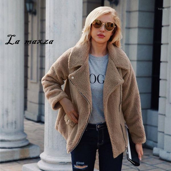 

womens coats winter faux fur coat 2020 casual fashion faux fur jacket plus size korean1, Black