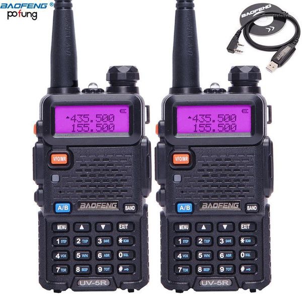 

walkie talkie 2pcs baofeng uv-5r dual band uhf&vhf uv 5r 136-174&400-520mhz bf-uv5r portable radio+ a usb programming cable1