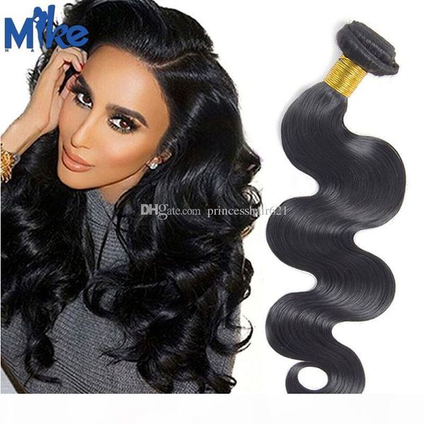 

mikehair brazilian hair extension 1 piece body wave human hair weave 8 to 30inch 100g peruvian indian malaysian hair bundles for women, Black