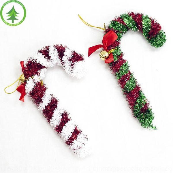 

ihfed new decorative pendant christmas bell stick pendant wool products christmas candy stick crutch walking decorative tree 5wmrh