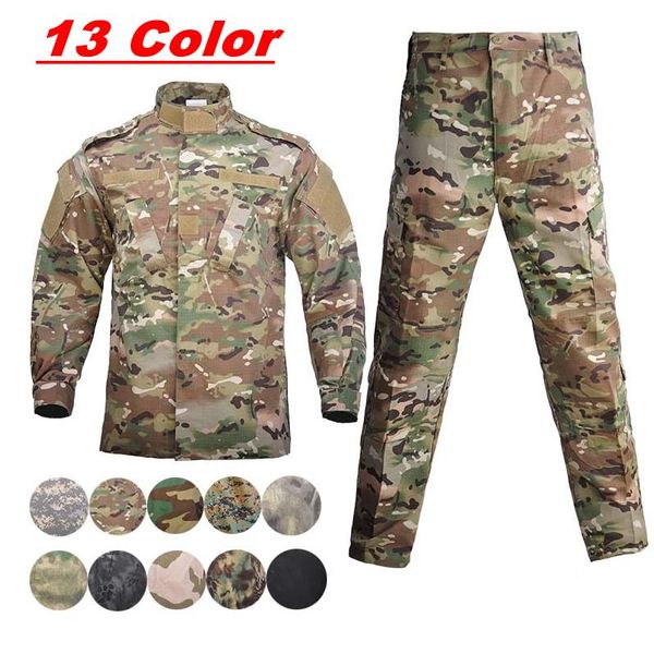 

hunting sets mens uniform militar soldier special forces jacket + pants set outdoor army camouflage clothing, Camo