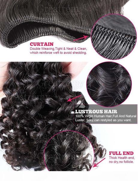 

selling 4 piece bundle with closure curly wave hair 100% malaysian indian peruvian human hair 2 way(4*4) hairpiece ing, Black