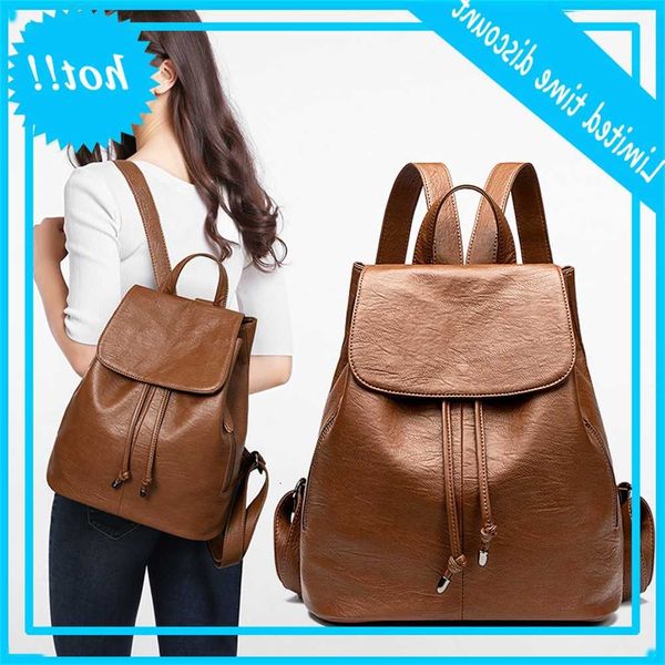 

for women new trend real leather backpack soft student school shoulder travel bags