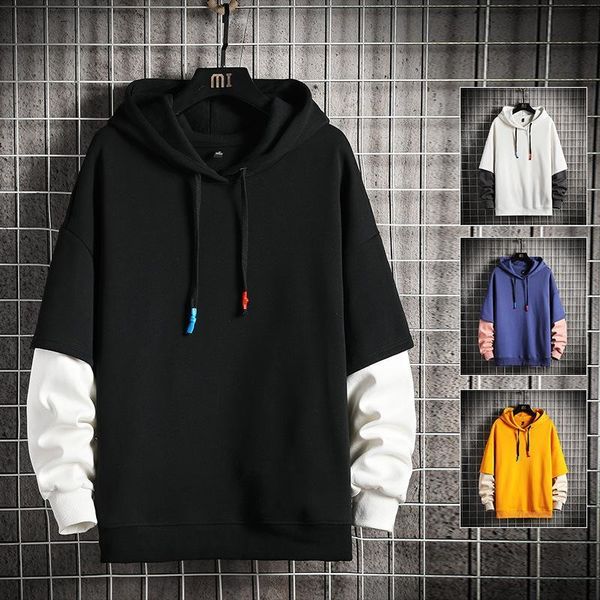 

men patchwork pullover hoodie streetwear new oversized hooded sweatshirt hip hop hoodie male hoodies sweatshirts harajuku, Black