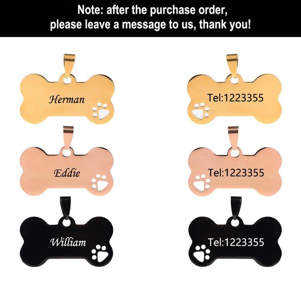 

custom dog tags in rose gold silver or black engraved stainless steel pet id cat tag name dog bone personalized dog q wmtpdb
