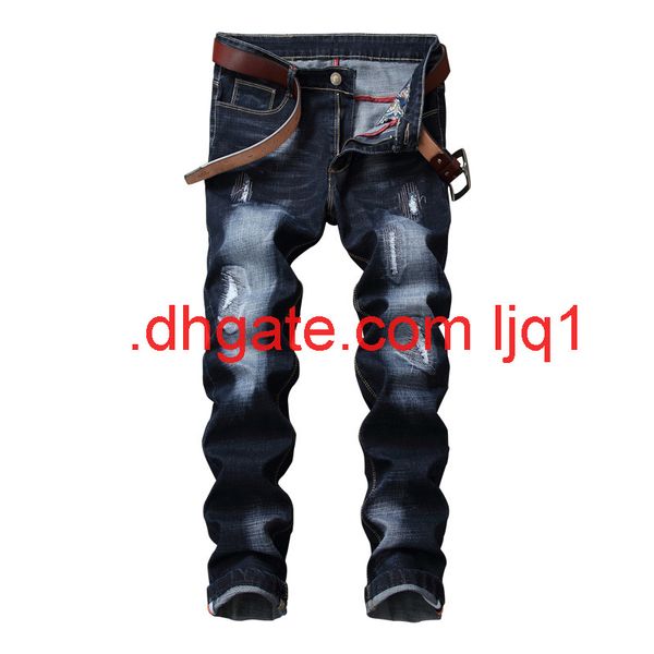 

new men's jeans slim straight tube worn jeans, Blue