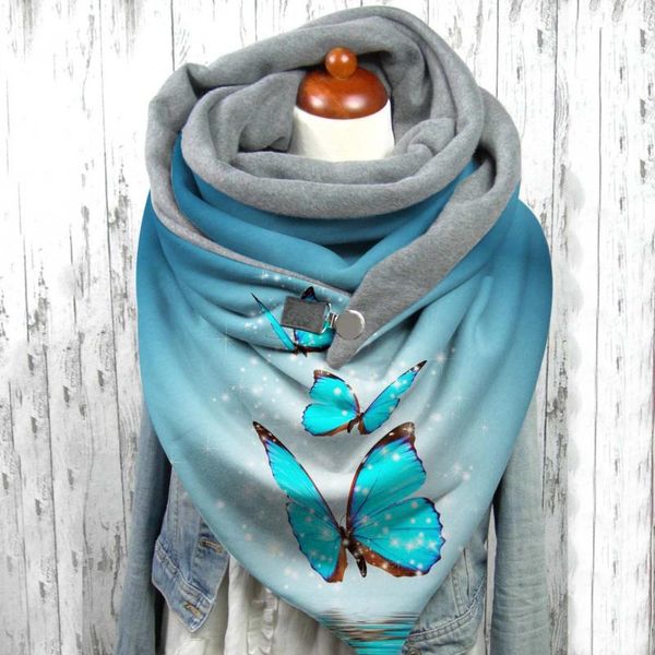 

scarf women winter scarves butterfly printing scarf fashion multi-purpose shawl warm button soft wrap scarves shawls, Blue;gray