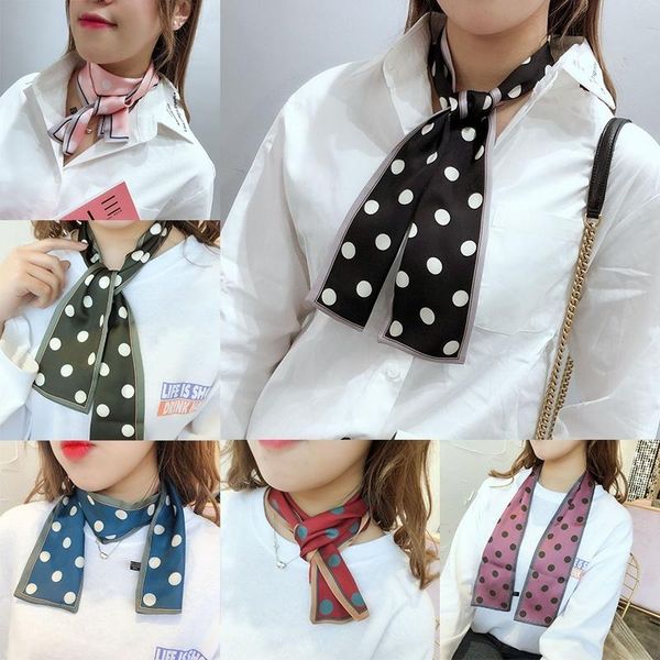 

new spring summer women scarf small size silk scarves scarf with dot pattern, Blue;gray
