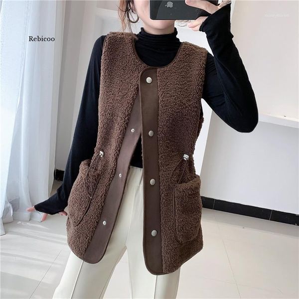 

women's vests women vest jacket big pocket winter cotton thick warm waistcoat female coat zipper plus size casual sleeveless jacket1, Black;white