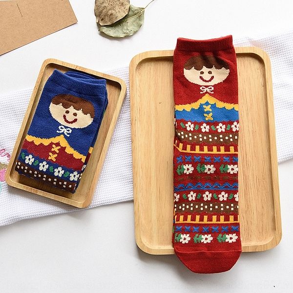 

inajq new and winter autumn cartoon straight socks cotton medium board women's mid-calf socks cotton medium fashion brand ljzkx, Black