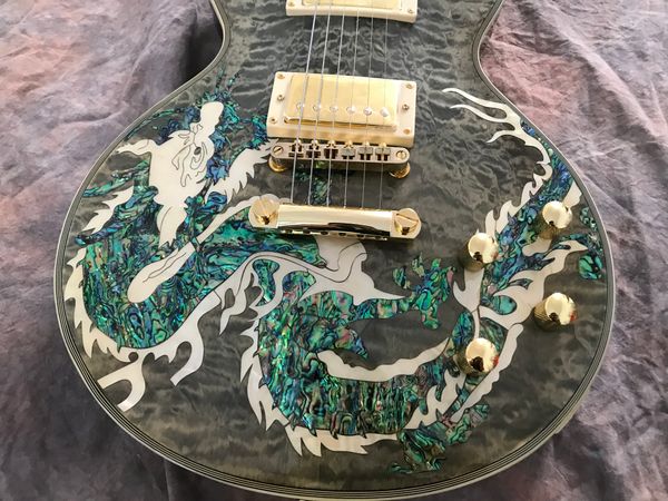 

dragon custom lp electric guitar fingerboard ebony gold hardware color grey