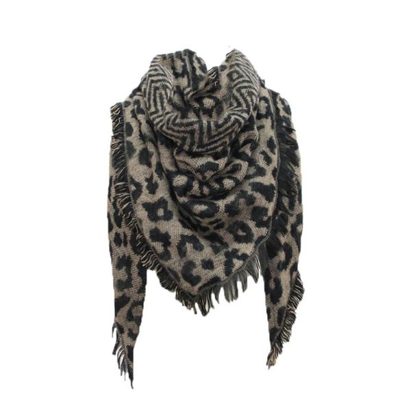 

shawls women leopard prined scarf laides winter warm wrap shawl triangle scarves wool stole cape mujer #yj, Blue;gray