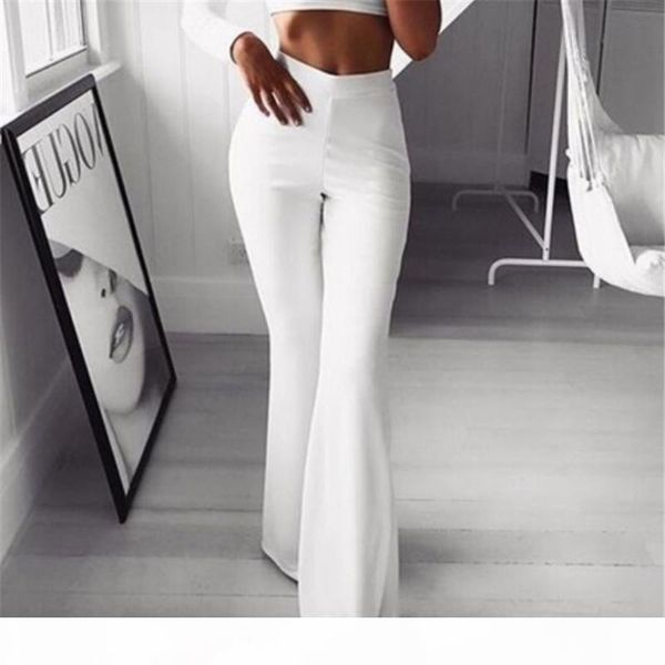 

new plus size trendy women clothes high waist solid casual legging wide leg stretch polyester trousers one pieces, Black