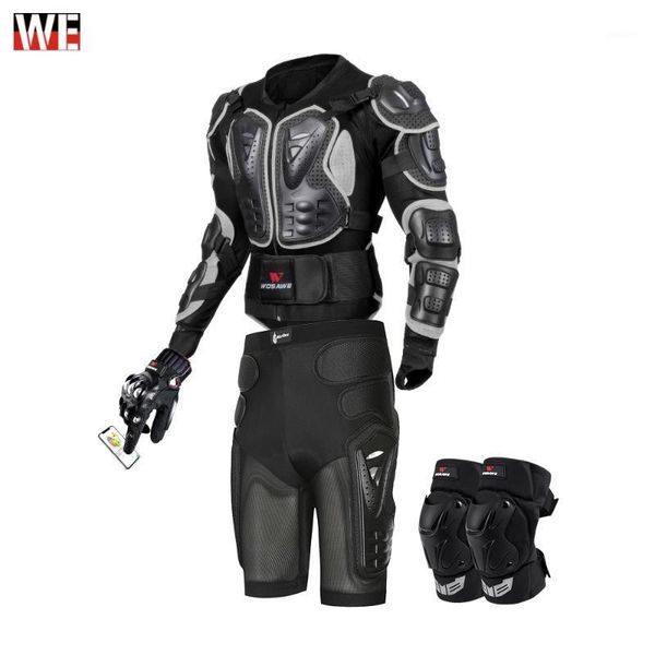 

motorcycle apparel wosawe off road armor alloy stainless steel racing protective gear jacket+shorts pants+knee pads+gloves1
