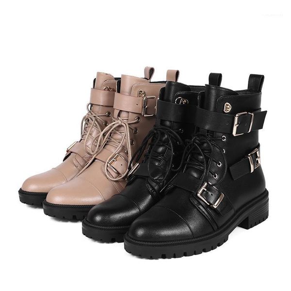 

boots ins women ankle genuine leather british style wild short tube with european and american short1, Black