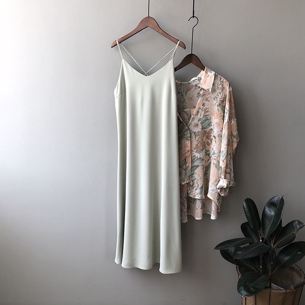 

2021 new spring summer woman tank casual camisole dress female home beach dresses v-neck camis cross i6j5, Black;gray