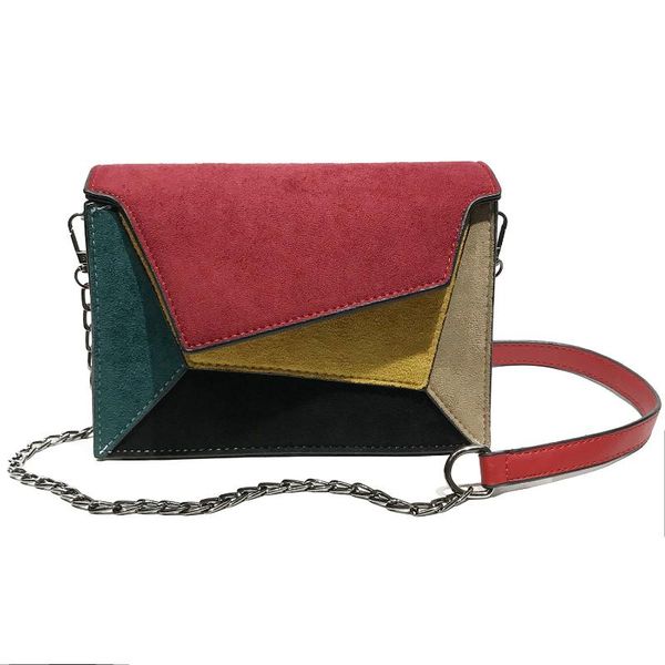 

fashion quality leather patchwork women messenger bag female chain strap shoulder bag small criss-cross ladies' flap