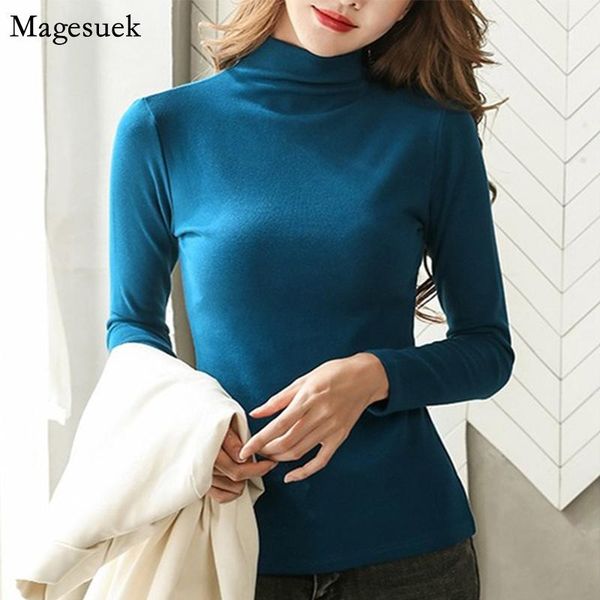 

fashion long sleeve cotton dames blouse turtleneck plus size white blouse women 2021 solid casual white shirt women blusas 11216