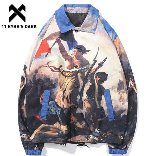 

11 bybb's dark hip hop painting printed men jackets 2020 autumn harajuku casual cotton coats fashion streetwear windbreaker, Black;brown