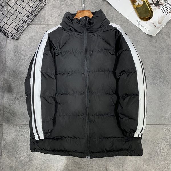 

winter new popular logo female thick national standard zipper contrast color warm simple white duck down stand collar shoulder version of lo, Black
