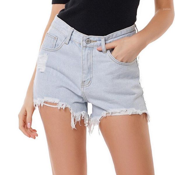 

2020 light color women's jeans mini short high waist pants casual and leisure denim shorts skinny popular jeans #31, Blue