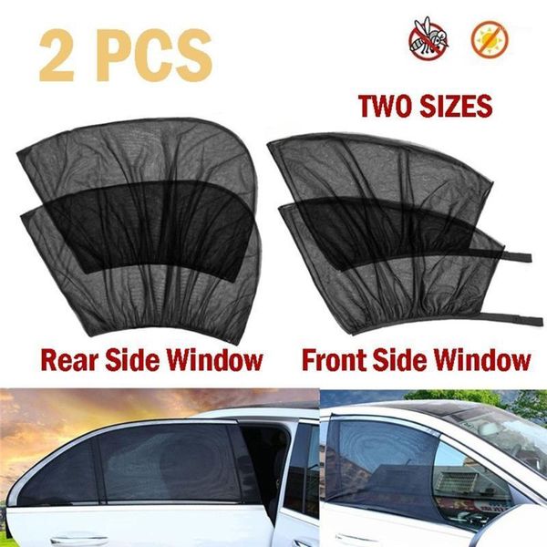 

1 pair car sun visor front/rear window sun shade net mesh design black auto sunshade curtain1