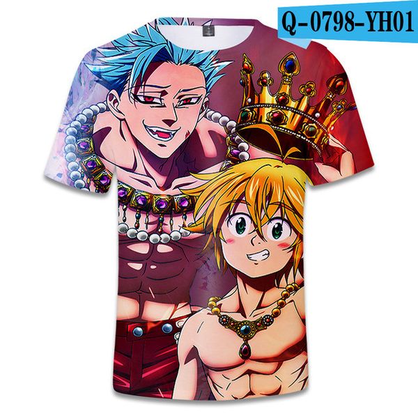 

seven deadly sins meliodas short-sleeve classic anime man printed cosplay 3d print shirts graphic humor aesthetic men clothing
