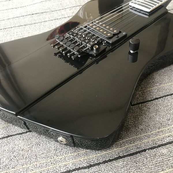 

promotion robbin crosby signature fire bird gloss black electic guitar floyd rose tremolo & locking nut, black hardware, shark fin inlay