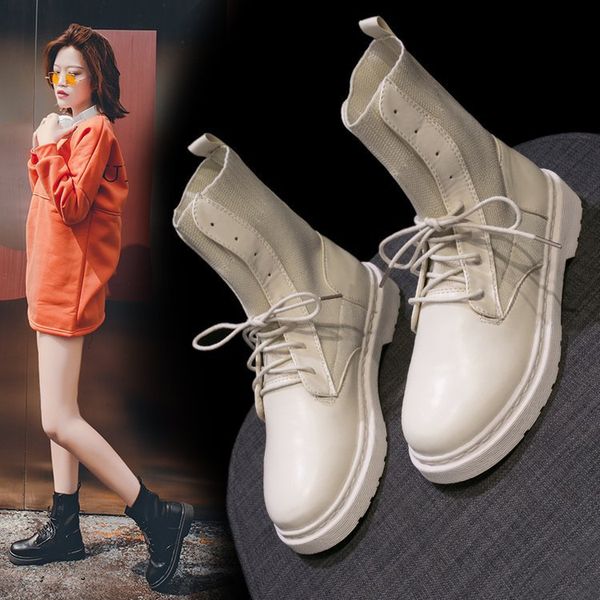 

concise solid pu round toe mid calf boots for women mature lace-up autumn boots low square heel winter ladies shoes rubber, Black