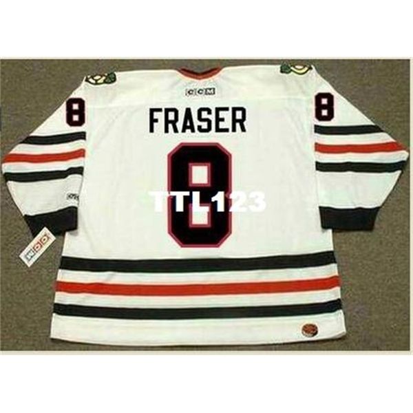 

740s #8 curt fraser chicago blackhawks 1985 ccm retro home hockey jersey or custom any name or number retro jersey, Black