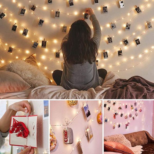 

5м 10м фото клипы гирлянд usb powered висячие свет для карты фотографии holder teen girl подарки для спальни украшения кпт sqczju