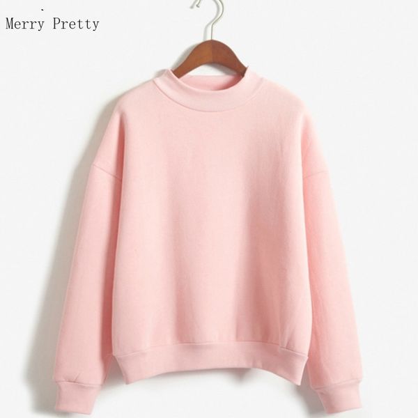 

9 colors winter pink hoodie round neck long sleeve velvet warm sweatshirts women korean fashion hoodies female casual pullovers 201102, Black