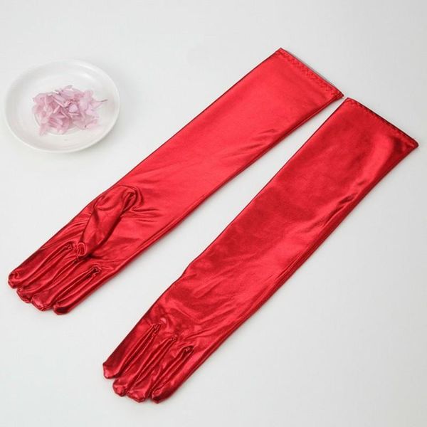 

43cm shiny gold silver long wedding gloves for bride femme elbow length bridal gloves evening party glove wedding accessories h sqcdtk, White