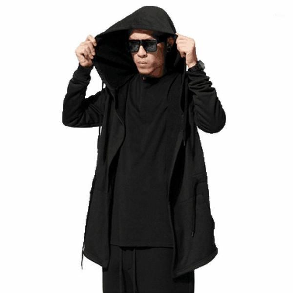 

men coat vintage fashion black outwear hooded long jacket trench plus big sizes 2019 summer masculino harajuku1, Black;brown