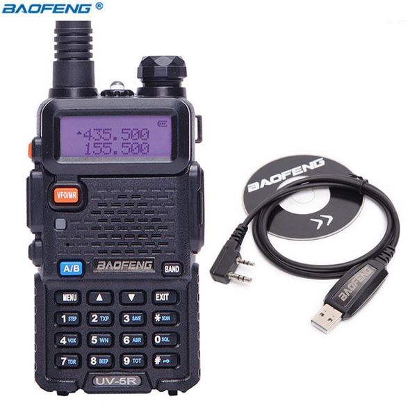 

walkie talkie baofeng uv-5r amateur 5w dual band uhf&vhf uv 5r 136-174mhz&400-520mhz bf-uv5r portable two way cb ham radio+cable1