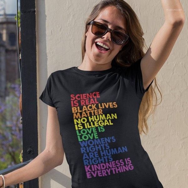 

women's t-shirt science is real black lives matter love equality women gothic plus size t shirt1, White