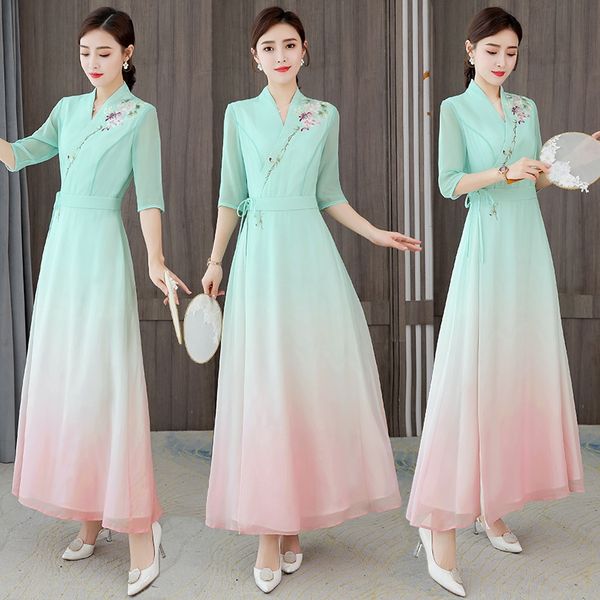 

hanfu improved chinese style summer silk new mulberry chinese tea dress fairy silk dress y7k3h, Black;gray