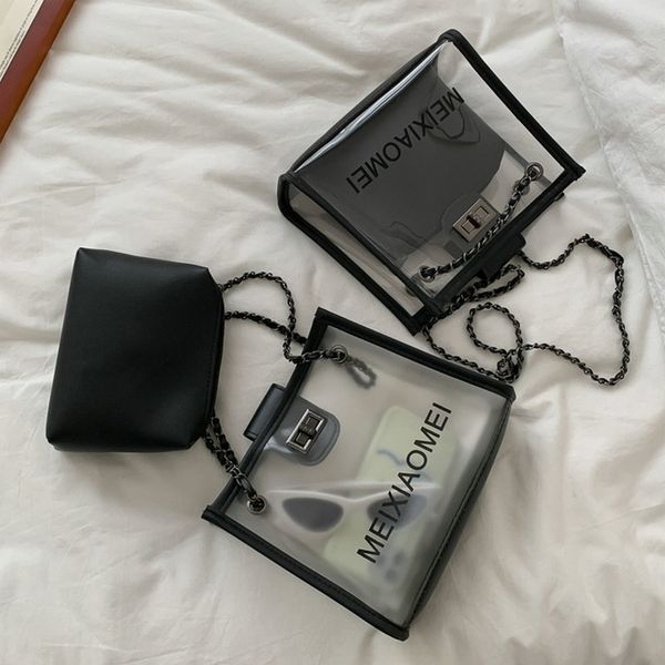 

ruzgn прозрачная небольшая небольшая мешка женщины лето 2020 новый мешок мода корейская версия универсального одного плечо большой емкость ц