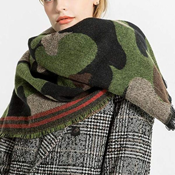 

camouflage scarf women cashmere warm printing comfortable winter scarf russian shawl and wraps uv face cover large soft scarves, Blue;gray