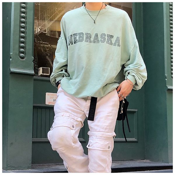 

new 2021 winter retro wash broken letter mint green men's and women's american fashion casual cotton hoodie 8k3j, Black
